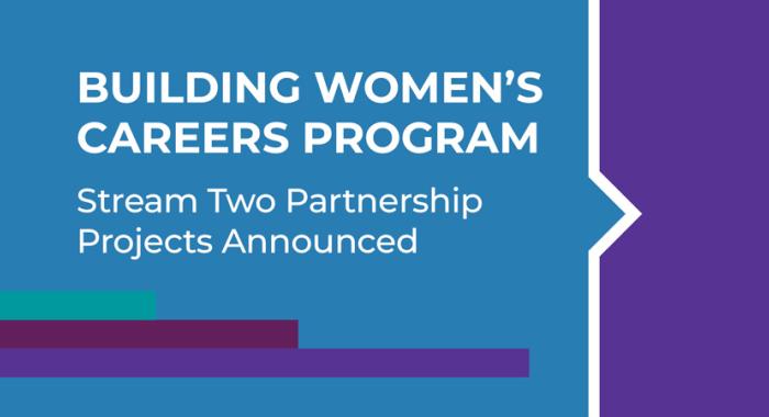 Building Women’s Careers Program – Stream Two Partnership Projects Announced