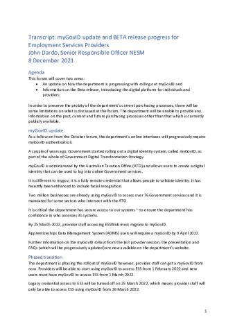 Provider Forum 8 December - Transcript.pdf