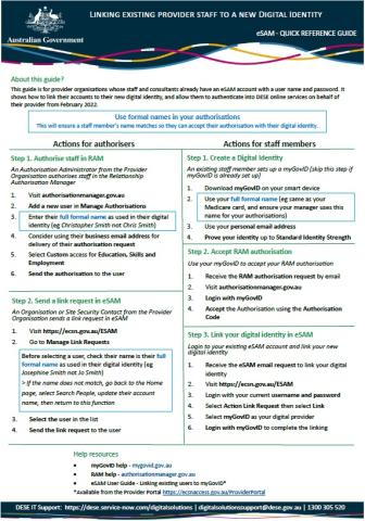 eSAM Quick Reference Guide - Linking existing Provider staff to new digital identiy.pdf