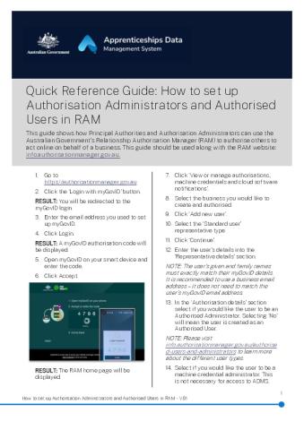 QRG - How to set up Authorisation Administrators and Authorised Users in RAM.pdf