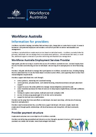 Workforce Australia - Providers factsheet.pdf