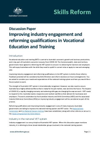 Discussion Paper - Industry Engagement and Qualifications.pdf