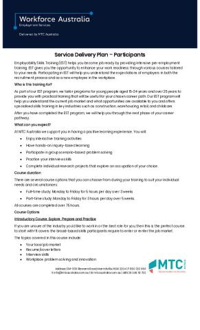 EST Service Delivery Plan - MTC Australia Limited  (Participant).pdf