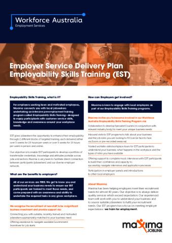 EST Service Delivery Plan - Maxima Training Group (Aust) Limited (Employer).pdf