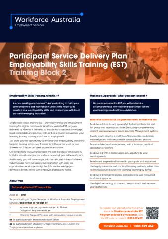 EST Service Delivery Plan - Maxima Training Group (Aust) Limited (Participant - Block 2).pdf