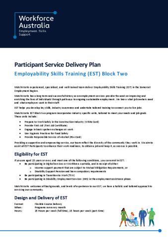 EST Service Delivery Plan - QLD - Somerset - Karingal St Laurence Limited (MatchWorks) (Participant - Block 2).pdf