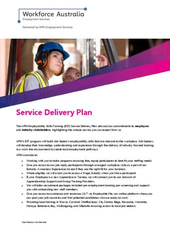 EST Service Delivery Plan - NSW and ACT - Illawarra South Coast - Serendipity (WA) Pty Ltd (APM) (Employer).pdf