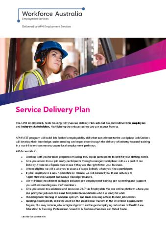 EST Service Delivery Plan - QLD - Wivenhoe - Serendipity (WA) Pty Ltd (APM) (Employer).pdf