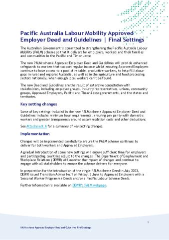 Factsheet -  Final PALM Deed and Guidelines settings - 6 June 2023.pdf