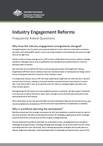 Industry Engagement Reforms – Frequently Asked Questions.PDF