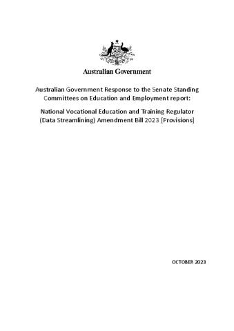 Australian Government Response - NVETR (Data Streamlining) Bill Inquiry Report.PDF