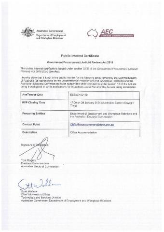 Public Interest Certificate - Canberra Accommodation Project - signed (A4014889).pdf