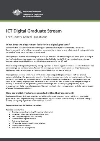 DEWR Graduate Program - Digital ICT Stream FAQ.pdf