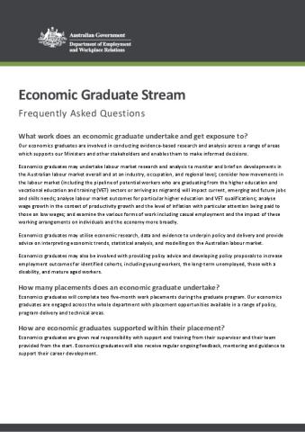 DEWR Graduate Program - Economic Stream FAQ.pdf