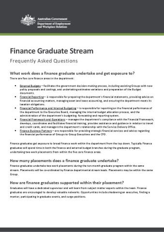 DEWR Graduate Program - Finance Stream FAQ.pdf