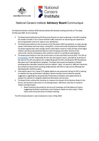 National Careers Institute Advisory Board Communiqué - 22 February 2024.pdf