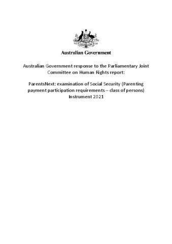 DEWR - Australian Government Response - ParentsNext.pdf