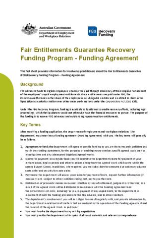 FEG Recovery Funding Program - Funding Agreement Fact Sheet.pdf