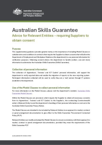 Advice for Relevant Entities - requiring Suppliers to obtain consent (at 28 October 2024).pdf