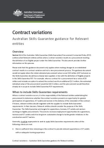 Contract variations - Australian Skills Guarantee guidance for Relevant entities.pdf