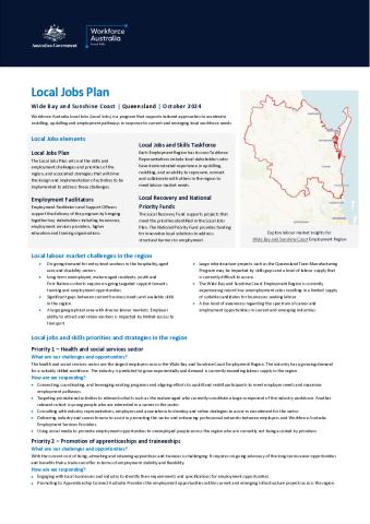 Wide Bay and Sunshine Coast - Local Jobs Plan - October 2024 FINAL.pdf