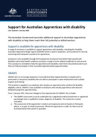 Support for Australian Apprentices with disability factsheet.pdf