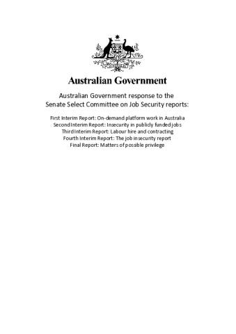 Australian Government response to the Senate Select Committee on Job Security reports.pdf