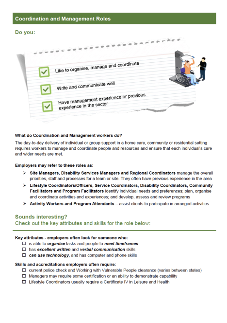 Care sector - Coordination and Management role profile