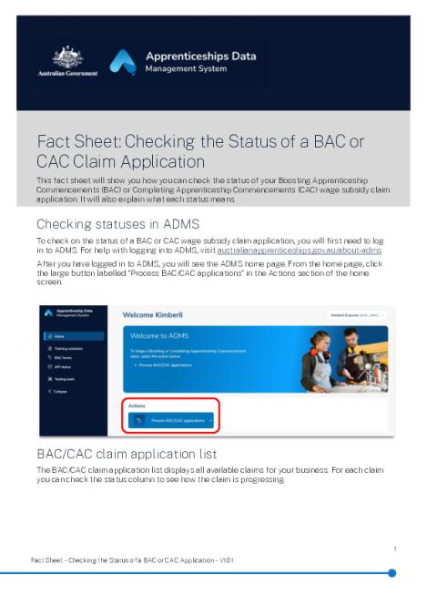 Fact Sheet - Checking the Status of a BAC or CAC Application - V1.01.pdf