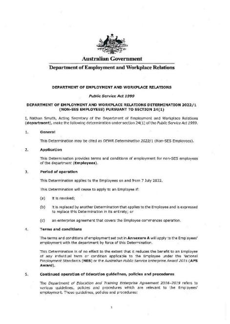 DEWR (Non-SES Employees) Section 24-1- Determination 2022-1.pdf