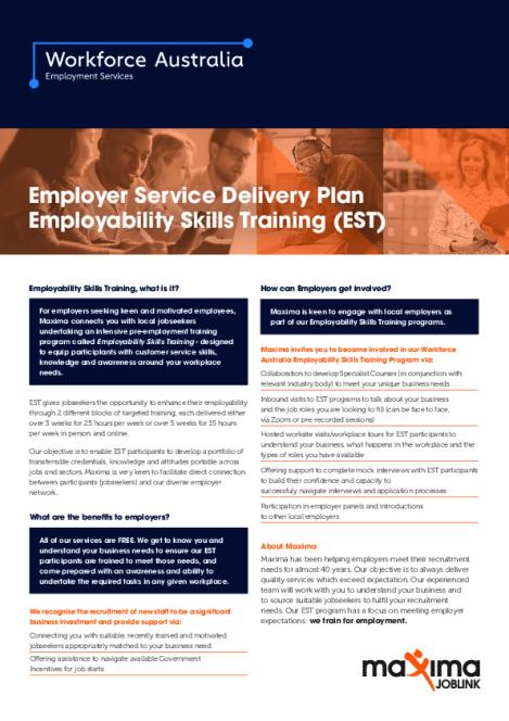 EST Service Delivery Plan - Maxima Training Group (Aust) Limited (Employer).pdf