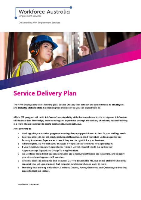 EST Service Delivery Plan - NSW and ACT - Capital - Serendipity (WA) Pty Ltd (APM) (Employer).pdf