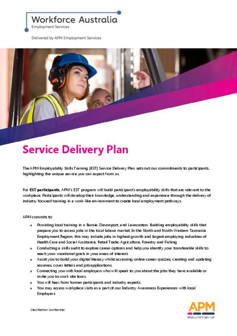 EST Service Delivery Plan - TAS - North and North Western Tasmania - Serendipity (WA) Pty Ltd (APM) (Participant).pdf