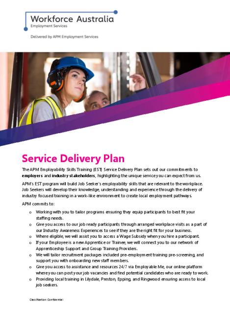 EST Service Delivery Plan - VIC - North Eastern Melbourne - Serendipity (WA) Pty Ltd (APM) (Employer).pdf