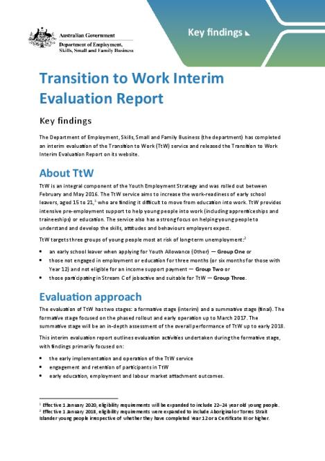 Transition to Work Interim Evaluation Key Findings.PDF