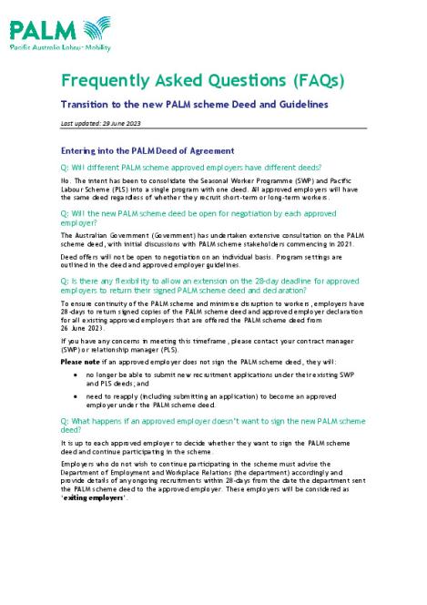 PALM Transition Advice FAQs.pdf