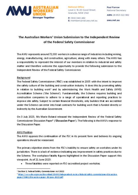 Australian Workers&#039; Union Submission - 7 August 2023.pdf