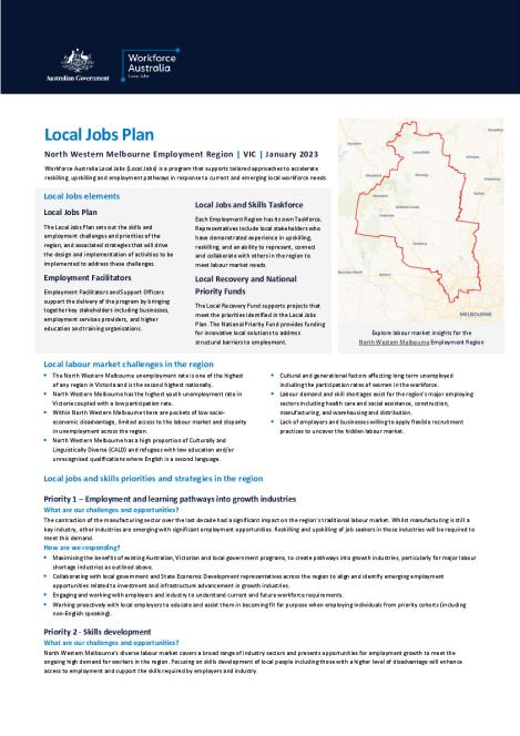 North Western Melbourne - Local Jobs Plan - January 2023 - Final.pdf