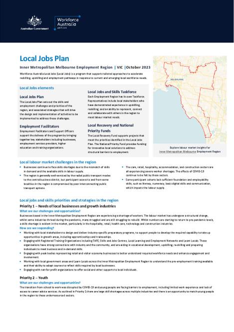 Inner Metropolitan Melbourne - Local Jobs Plan - October 2023.pdf