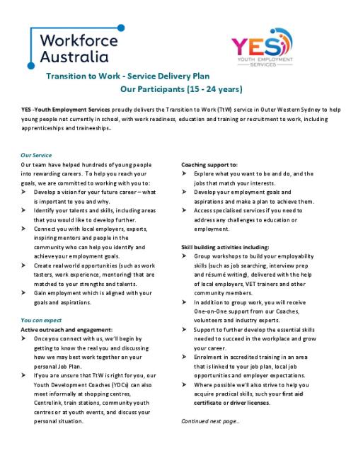 YES - Service delivery Plan TtW Participants 2022.PDF