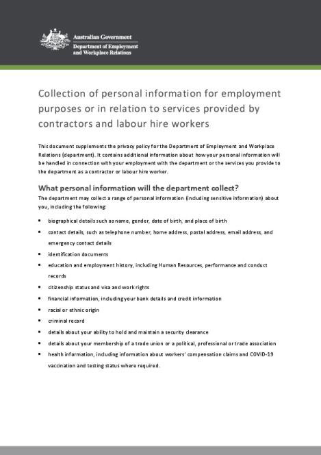 Collection of personal information for employment purposes - update.pdf