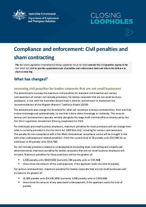 Compliance and enforcement Civil penalties and sham contracting.pdf