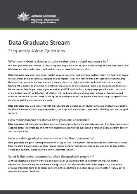 DEWR Graduate Program - Data Stream FAQ.pdf