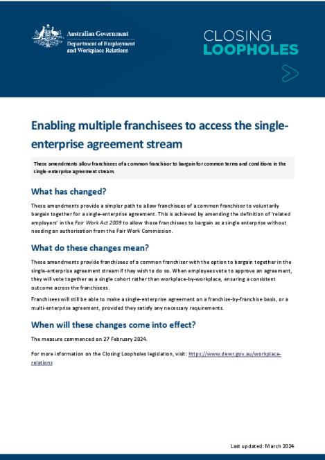 Enabling multiple franchisees to access the single-enterprise agreement stream.pdf