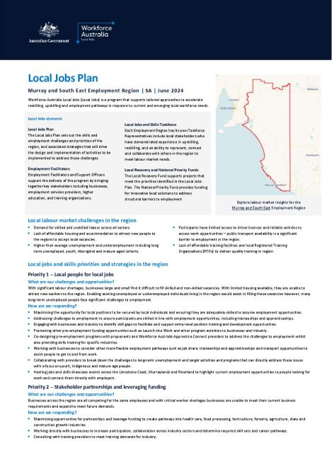 Murray and South East SA - Local Jobs Plan - June 2024 FINAL.pdf