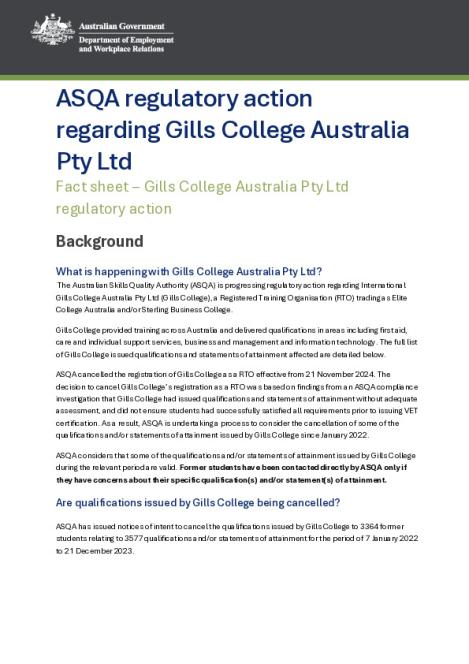 DEWR - Gills College regulatory action v2.pdf