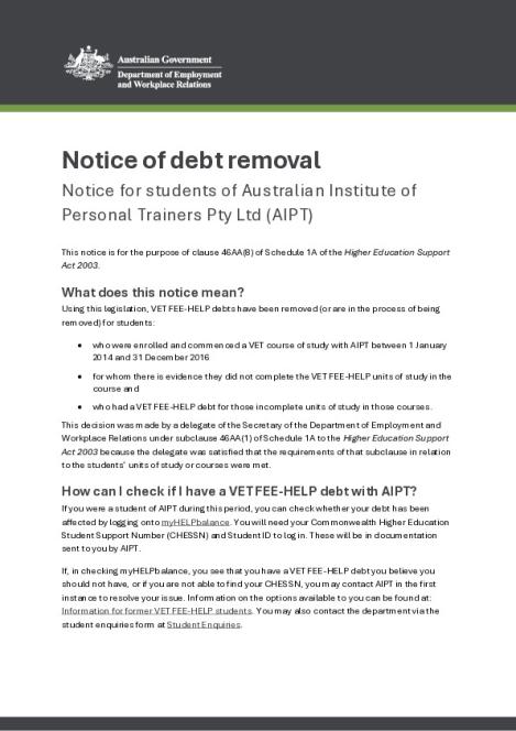 Notice of debt removal AIPT.pdf