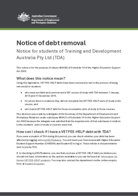 Notice of debt removal TDA.pdf