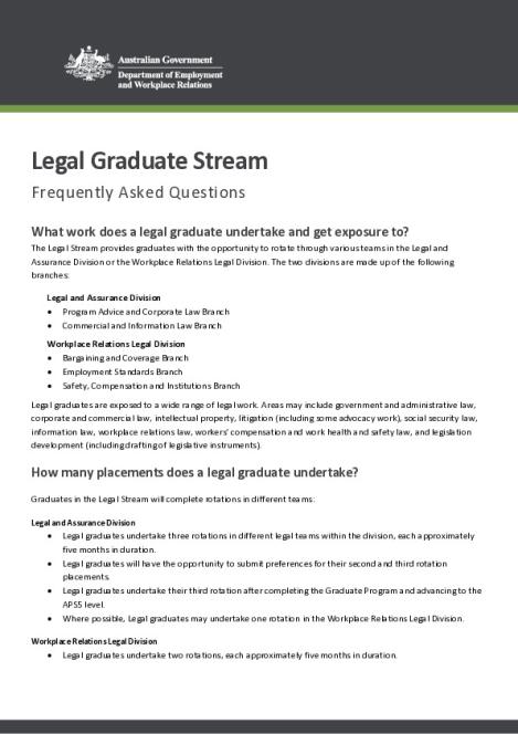 DEWR Graduate Program - Legal Stream FAQ.pdf