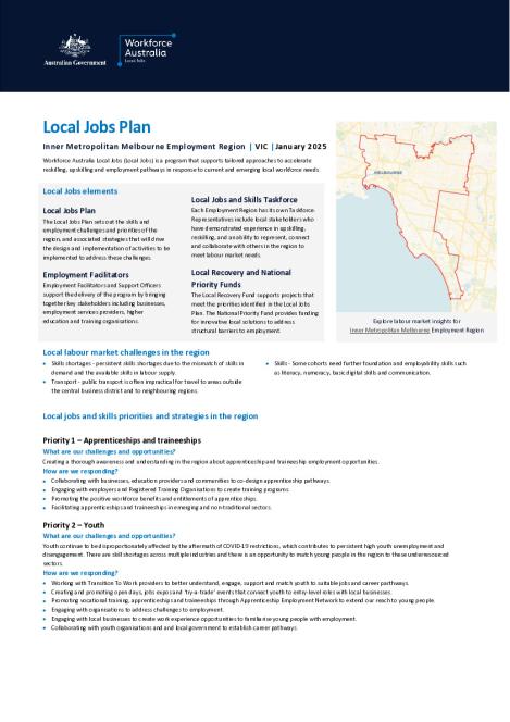 Inner Metropolitan Melbourne - Local Jobs Plan - January 2025 - FINAL.pdf